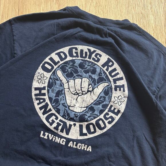 Old Guys Rule Navy Blue "Hangin' Loose" Graphic T-Shirt (Size L) - Picture 2 of 6
